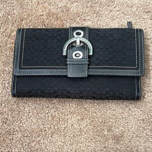 Coach Black Wallet with Silver Buckle
